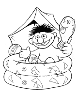 A coloring page of sesame street